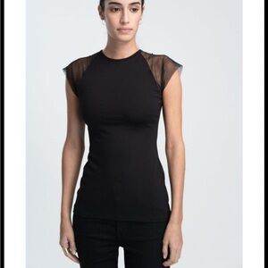 MARELLA Black Sheer Sleeve Paige Blouse